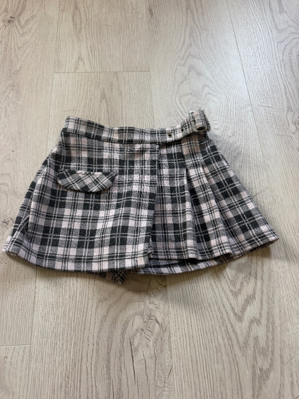 Zara Pleated Multi Color Plaid Wrap Style Skirt Girls Sz 6-7Y